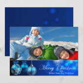 Blauwe Kerstversiering Feestdagenkaart (Voorkant / Achterkant)