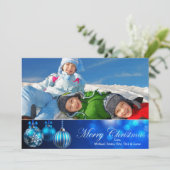 Blauwe Kerstversiering Feestdagenkaart (Staand voorkant)