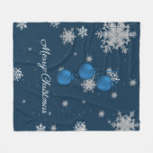 Blauwe kerstversiering fleece deken (Voorkant (Horizontaal))