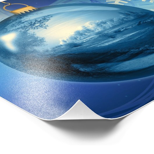 Blauwe kerstversiering foto afdruk (Hoek)