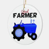 Blauwe kerstversiering keramisch ornament (Links)