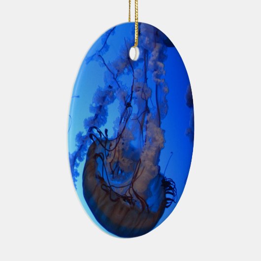 Blauwe kerstversiering keramisch ornament (Rechts)
