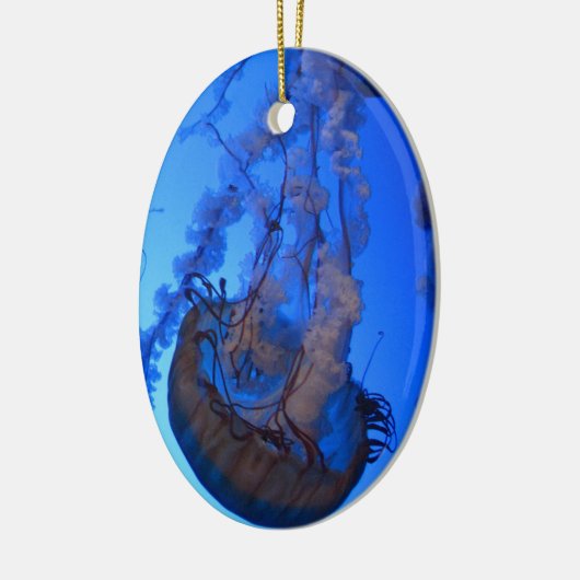 Blauwe kerstversiering keramisch ornament (Links)