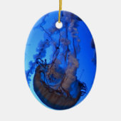 Blauwe kerstversiering keramisch ornament (Voorkant)