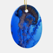 Blauwe kerstversiering keramisch ornament (Achterkant)