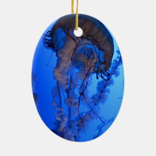 Blauwe kerstversiering keramisch ornament (Achterkant)