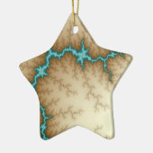 Blauwe kerstversiering keramisch ornament (Links)