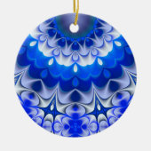 Blauwe kerstversiering keramisch ornament (Voorkant)