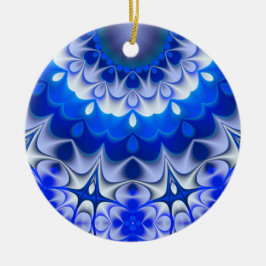 Blauwe kerstversiering keramisch ornament