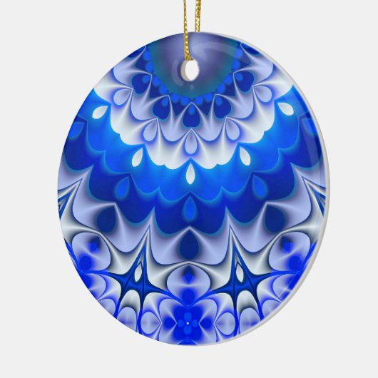 Blauwe kerstversiering keramisch ornament (Links)