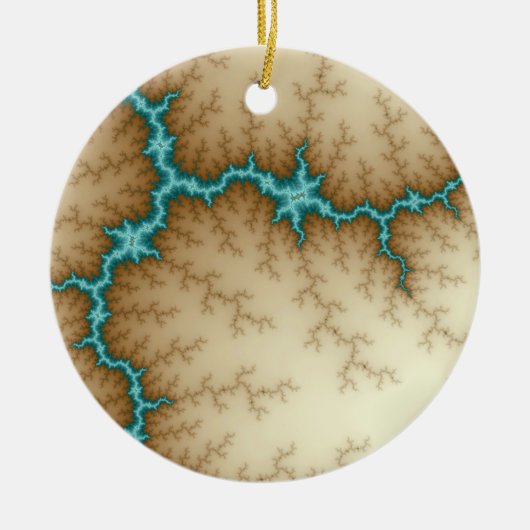 Blauwe kerstversiering keramisch ornament (Voorkant)