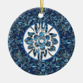  blauwe kerstversiering keramisch ornament (Voorkant)