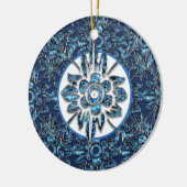 blauwe kerstversiering keramisch ornament (Links)