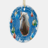 Blauwe kerstversiering keramisch ornament (Rechts)