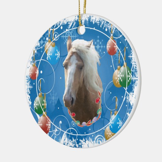 Blauwe kerstversiering keramisch ornament (Links)