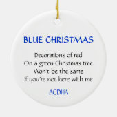 Blauwe kerstversiering keramisch ornament (Achterkant)