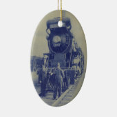 Blauwe kerstversiering keramisch ornament (Rechts)