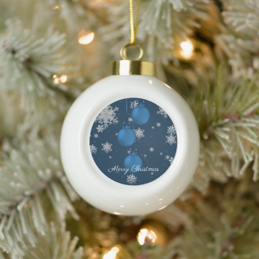Blauwe kerstversiering keramische bal ornament (Boom)