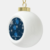 Blauwe kerstversiering keramische bal ornament (Rechts)