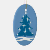 Blauwe kerstversiering kerstboomversiering keramisch ornament (Rechts)