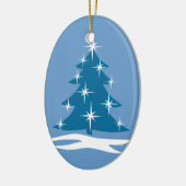 Blauwe kerstversiering kerstboomversiering keramisch ornament (Links)