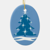 Blauwe kerstversiering kerstboomversiering keramisch ornament (Achterkant)