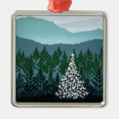 Blauwe kerstversiering metalen ornament (Voorkant)