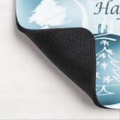 Blauwe kerstversiering muismat (Hoek)