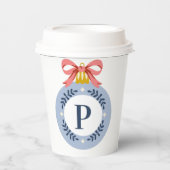 Blauwe  kerstversiering papieren bekers (Voorkant)