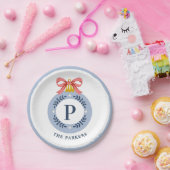 Blauwe kerstversiering papieren bordje (Feest)