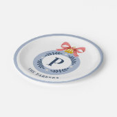 Blauwe kerstversiering papieren bordje (Gekanteld)