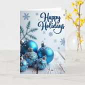 Blauwe Kerstversiering Prettig Kerstfeest Kaart (Gele Bloem)