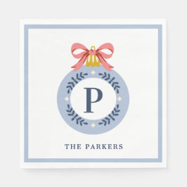 Blauwe  kerstversiering servet