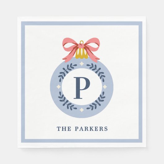 Blauwe kerstversiering servet (Voorkant)