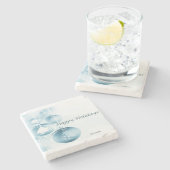 Blauwe kerstversiering stenen onderzetter (Zijkant)