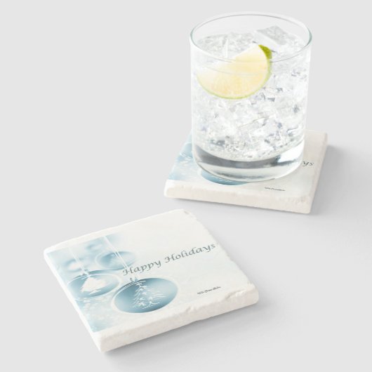 Blauwe kerstversiering stenen onderzetter (Zijkant)