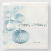 Blauwe kerstversiering stenen onderzetter (Voorkant)