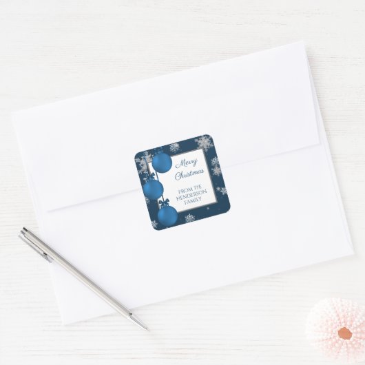 Blauwe kerstversiering Sticker (Envelop)