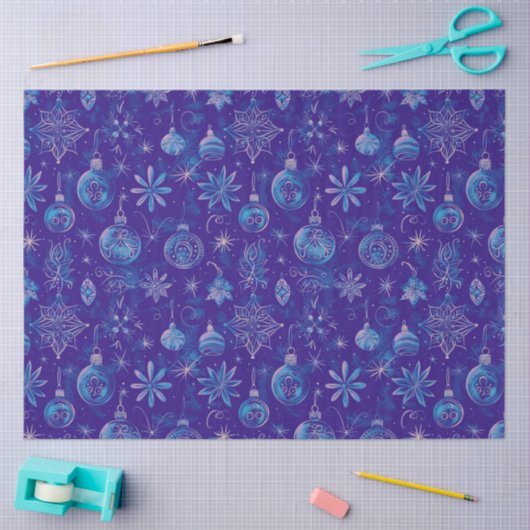 Blauwe kerstversiering tissuepapier (Craft)