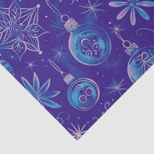 Blauwe kerstversiering tissuepapier (Detail)