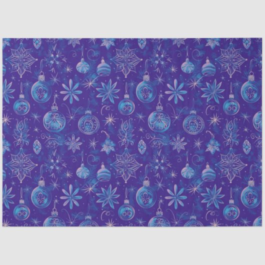 Blauwe kerstversiering tissuepapier (Voorkant)