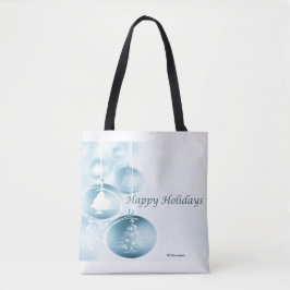 Blauwe kerstversiering tote bag