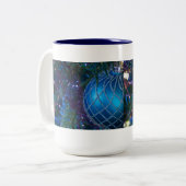 Blauwe kerstversiering tweekleurige koffiemok (Voorkant links)