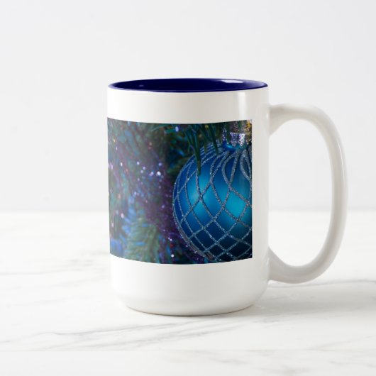 Blauwe kerstversiering tweekleurige koffiemok (Rechts)