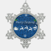 Blauwe kerstversiering uit de Kerstmis Tin Sneeuwvlok Ornament (Voorkant)