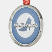 Blauwe kerstversiering van de Hielenvereniging Metalen Ornament (Links)