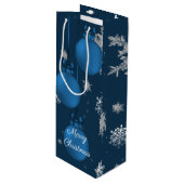 Blauwe kerstversiering Wine Gift Bag Wijn Cadeautas (Voorkant Gekanteld)