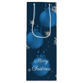 Blauwe kerstversiering Wine Gift Bag Wijn Cadeautas (Voorkant)