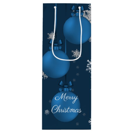 Blauwe kerstversiering Wine Gift Bag Wijn Cadeautas (Voorkant)