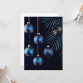 Blauwe Kerstversiering 🎄✨ Winter Vorst Saffier Kaart (Voorkant / Achterkant in situ)